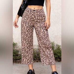 Maeve The Colette Cropped Wide-Leg Pants – Leopard Print | Size 26 | EUC